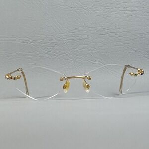 Vintage 90s Cazal Gold Rimless Hexagon Eyeglass Frames MOD. 424 COL. 971 READ